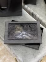 SAINT LAURENT Uptown  POUCH IN CROCODILE-EMBOSSED SHINY LEATHER BLACK-Gold hardware - Bag - Image 6