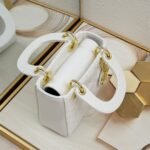 Dior Mini Lady Dior Bag Powder White Patent Cannage Calfskin Golden Hardware - Bag - Image 4