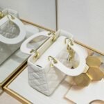 Dior Small Lady Dior Bag White Cannage Calfskin Golden and White Paint Hardware - Bag - Image 5