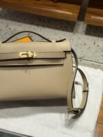 Hermes Kelly Mini 1st Kelly Pochette Generation Epsom Palm Leather-Trench Coat Gray - Image 8