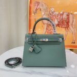 Hermes Kelly Haze Green Silver Hardware - Bag