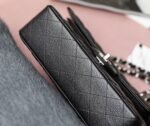 Chanel Classic Flag Bag Small Classic Double Flap Black Calfskin Silver Hardware - Bag - Image 10