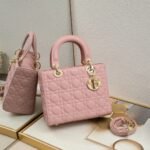 Dior Medium Lady Dior Bag Pink Cannage Calfskin Golden Hardware - Bag - Image 2
