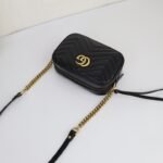 GUCCI Calfskin Matelasse Mini GG Marmont Chain Shoulder Bag Black - Bag - Image 4