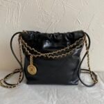 CHANEL 22 MINI HANDBAG Shiny Calfskin & Gold-Tone Metal Black - Bag - Image 3