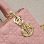 Dior Medium Lady Dior Bag Pink Cannage Calfskin Golden Hardware - Bag - Image 6