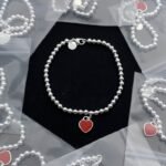 Tiffany Red Heart Tag Bead Bracelet - Image 3
