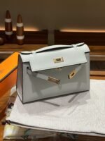 Hermes Kelly Mini 1st Kelly Pochette Generation Epsom Palm Leather-Light Blue - Image 3