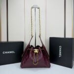 CHANEL 25 Small Handbag Grained Calfskin & Gold-Tone Metal Burgundy -Bag - Image 6
