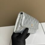 Chanel Counterfeit Caviar Leather Wallet-Silver Wallet - Image 9