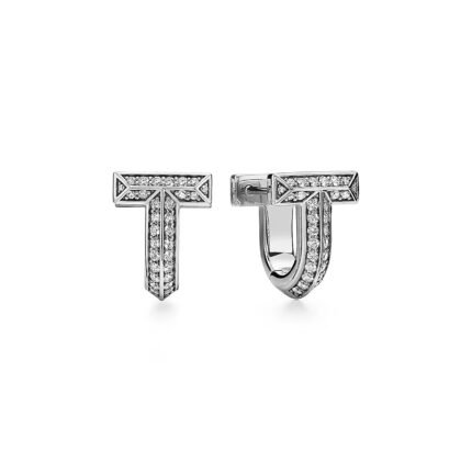 T1 Half Pavé Diamond Huggie Earrings