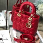 Dior Small Lady Dior Bag Red Cannage Calfskin Golden Hardware - Bag - Image 5