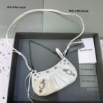 BALENCIAGA Le Cagole mini studded croc-effect leather shoulder bag white - Bag