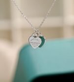 Tiffany Blue Double Heart Tag Pendant - Image 2