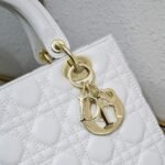 Dior Medium Lady Dior Bag White Cannage Calfskin Golden Hardware - Bag - Image 3