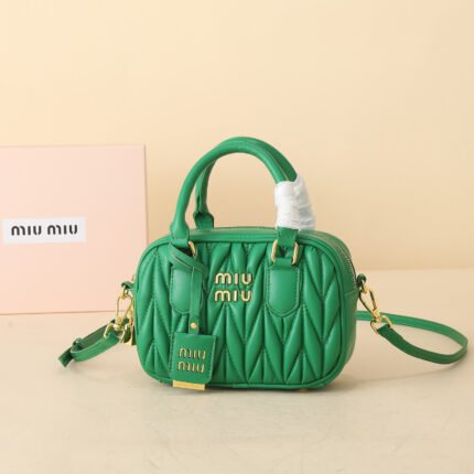 Miu Miu Arcadie matelassé nappa leather bag green