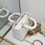 Dior Medium Lady Dior Bag White Cannage Calfskin Golden Hardware - Bag - Image 4