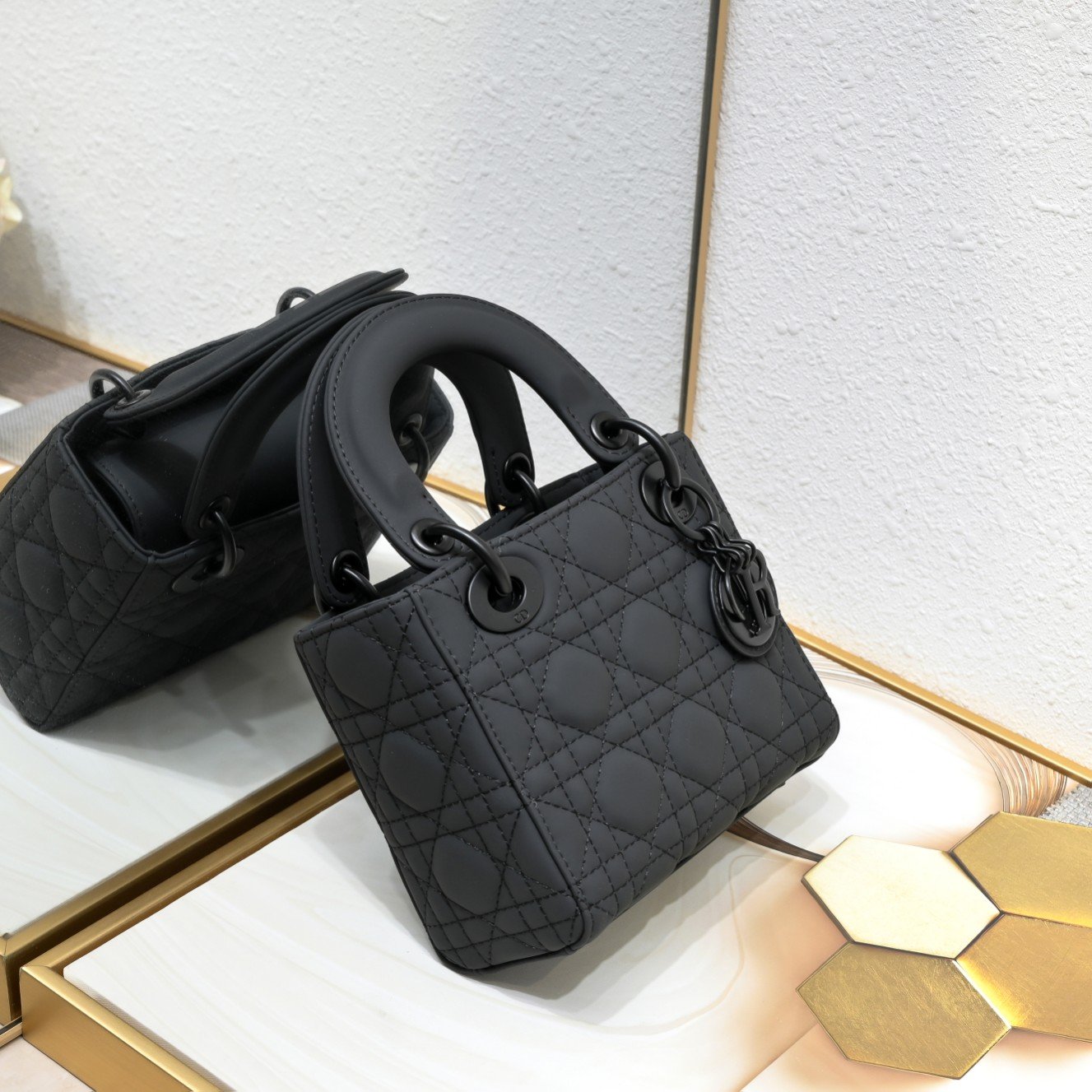 DBF693F9-3964-73CB-D991-0ECDF3863C8B Dior Mini Lady Dior Bag Black Ultramatte Calfskin - Bag - Image 1