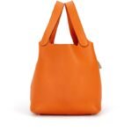 Hermes Clemence Picotin Lock Bag Silver-Orange Bag - Image 5