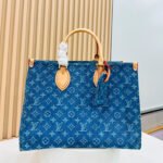 LOUIS VUITTON LV Monogram Jacquard Denim Onthego MM Blue - Bag
