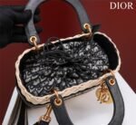 Christian Dior Lady Dior Natural Wicker and Blue Dior Oblique Jacquard Handbag - Bag - Image 7