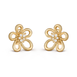 Van Cleef & Arpels Flowerlace earrings, Yellow gold, diamonds, Small moedl