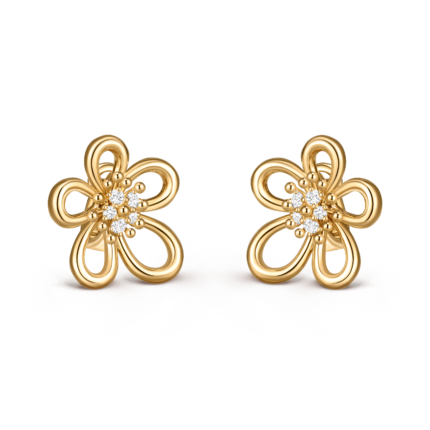 Van Cleef & Arpels Flowerlace earrings, Yellow gold, diamonds, Small moedl