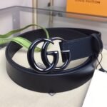 GUCCI Black Leather GG Belt - black logo - Accessories