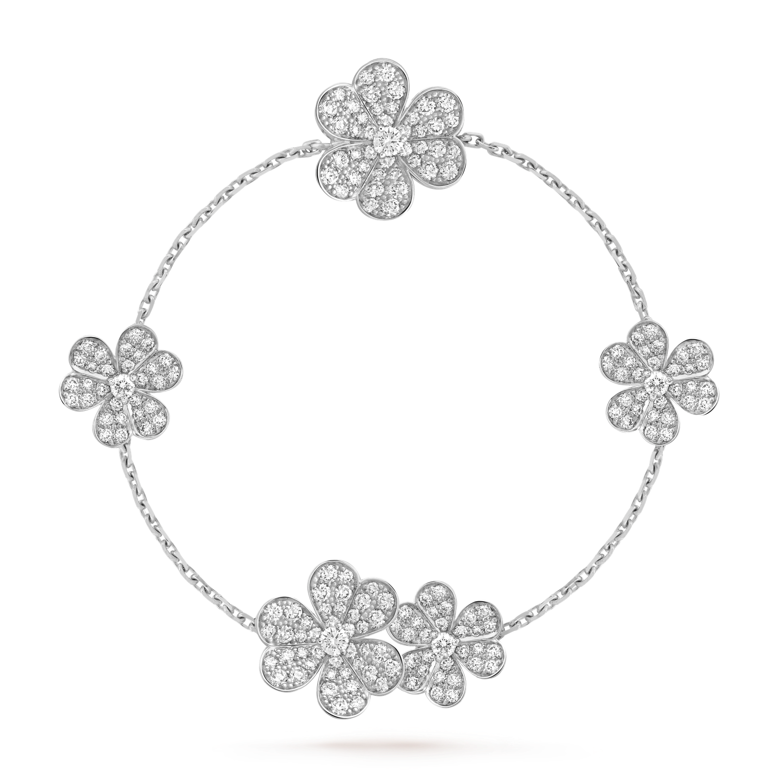 E8ED8057-BC12-FA21-D351-C463A1ACB10B Van Cleef & Arpels Vinatge Frivole bracelet, 5 flowers, White gold, diamonds - Image 1