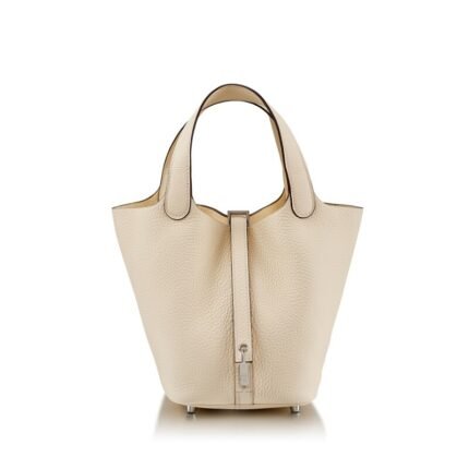 Hermes Clemence Picotin Lock Bag Silver Hardware-White Bag