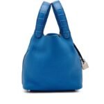 Hermes Clemence Picotin Lock Bag Silver Hardware-Blue Bag - Image 4