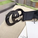 GUCCI Black Leather GG Belt - black logo - Accessories - Image 4