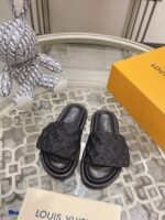 Louis Vuitton Women's Black Pool Pillow Padded Recycled-nylon Sliders - Shoes - Image 3