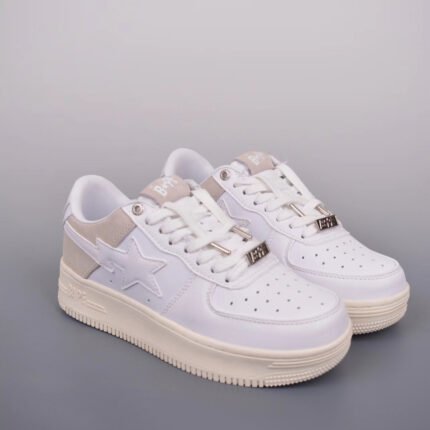 A BATHING APE® Bape Sta LOW 'SUEDE HEEL - WHITE - Shoes
