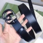 GUCCI Black Leather GG Belt - black logo - Accessories - Image 2