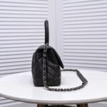 Chanel Classic Flag Bag Small Coco Handle Flap Bag Black Caviar Silver Hardware - Bag - Image 3
