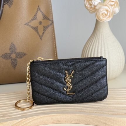 Saint Laurent Ball-Patterned Cowhide Wallet -Black Gold Wallet