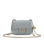 Chanel Classic Flag Bag Pearl Crush Mini Rectangular Flap Bag Light Blue Calfskin Antique Gold Hardware - Bag - Image 19