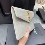 SAINT LAURENT Uptown  POUCH IN CROCODILE-EMBOSSED SHINY LEATHER WHITE-GOLD HARDWARE - Bag - Image 4