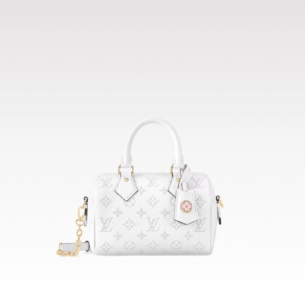 LV Nano Speedy Bandoulière 20 Monogram Embossed Calfskin-White - Bag