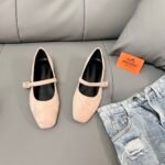 Hermes Jane Ballet Flat Suede Shoes - Image 9