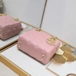 Dior Mini Lady Dior Bag Pink Cannage Calfskin Golden Hardware - Bag - Image 3