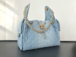 CHANEL 25 Small Handbag Washed Denim & Gold-Tone Metal denim - Bag - Image 4