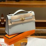Hermes Kelly Mini 1st Kelly Pochette Generation Epsom Palm Leather-Light Blue