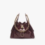 CHANEL 25 Small Handbag Shiny Crumpled Calfskin & Gold-Tone Metal Burgundy -Bag
