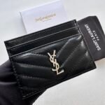 Saint Laurent CASSANDRE MATELASSÉ card case in lambskin -Black and Silver Wallet - Image 2