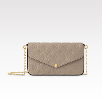 Louis Vuitton POCHETTE FÉLICIE Chain Bag - Elephant Gray Embossed Bag