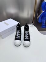 2024ss Dior Knit High Sneakers - Black Chunky Shoes - Image 4