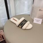 Dior Dway Shearling Flip Flops Black Shoes - Image 4