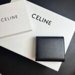 Celine Arcadia Tri-Fold Black Leather Wallet- Black Leather Wallet - Image 5